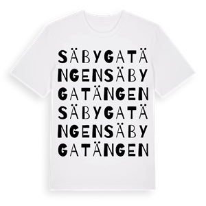 Säbygatängen ordlek t-shirt – ekologisk bomull t-shirt från Pinshirt