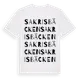 White t-shirt med Sakrisbäcken ordlek t-shirt