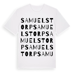 Samuelstorp ordlek t-shirt – ekologisk bomull t-shirt från Pinshirt