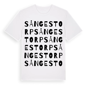 Sångestorp ordlek t-shirt – ekologisk bomull t-shirt från Pinshirt