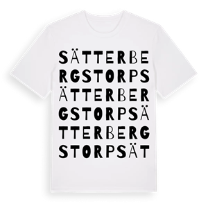 Sätterbergstorp ordlek t-shirt – ekologisk bomull t-shirt från PinShirt
