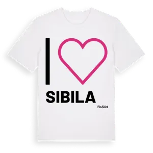 Jag älskar Sibila t-shirt stort tryck – ekologisk bomull t-shirt från Pinshirt