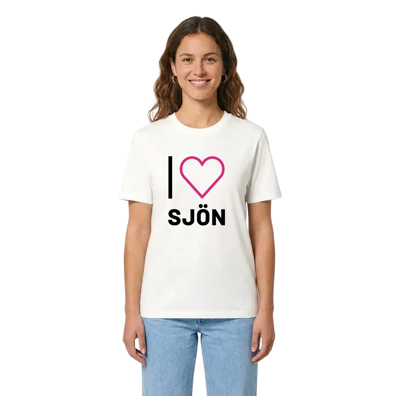 Jag älskar Sjön t-shirt stort tryck – White, i miljö