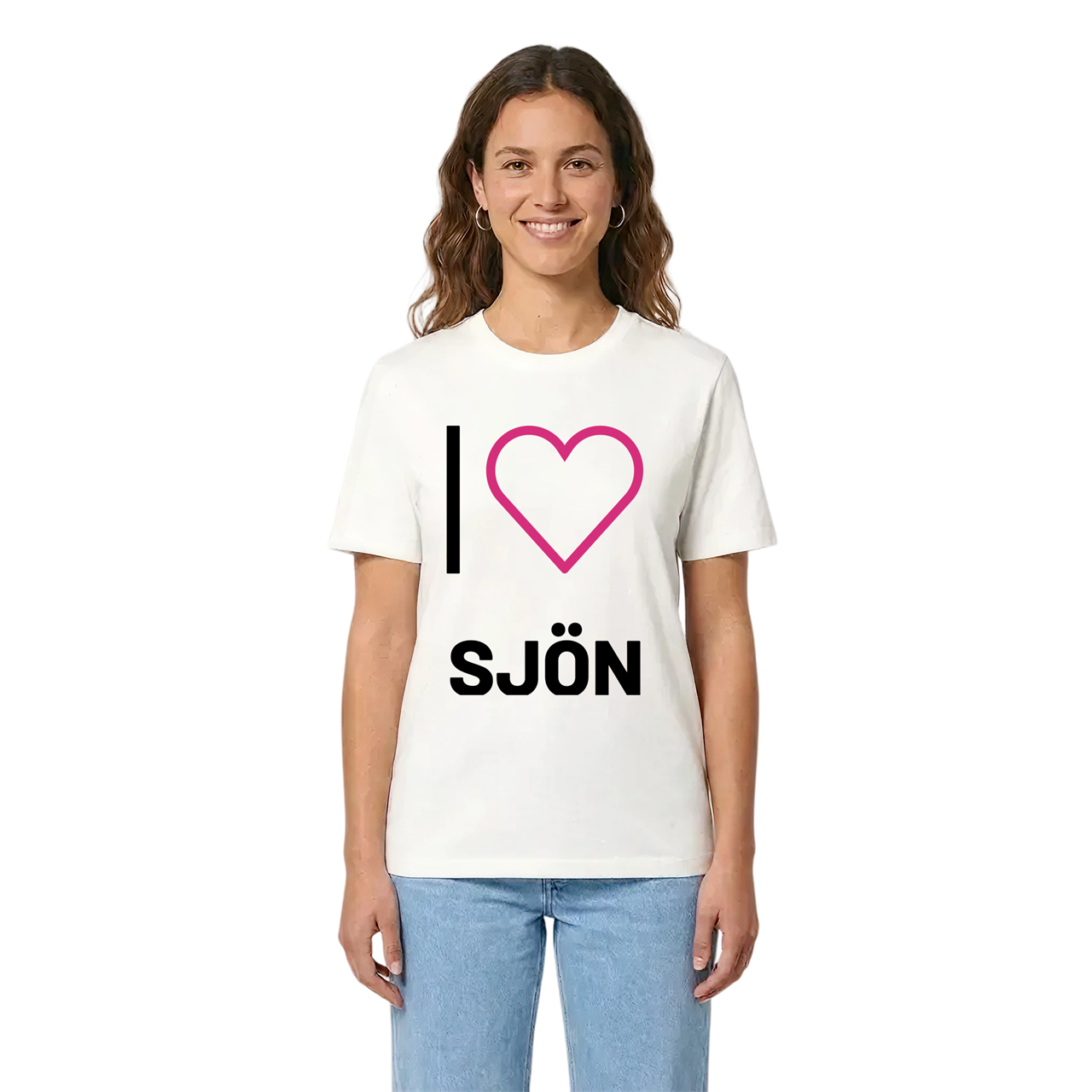 Jag älskar Sjön t-shirt stort tryck i miljö