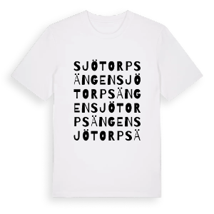 Sjötorpsängen ordlek t-shirt – ekologisk bomull t-shirt från PinShirt