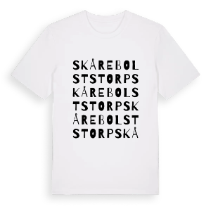 Skårebolststorp ordlek t-shirt – ekologisk bomull t-shirt från PinShirt