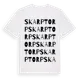 White t-shirt med Skarptorp ordlek t-shirt