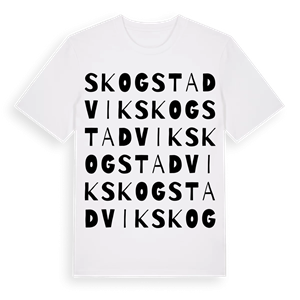 Skogstadvik ordlek t-shirt – ekologisk bomull t-shirt från Pinshirt