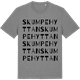Mid Heather Gray t-shirt med Skumpehyttan ordlek t-shirt