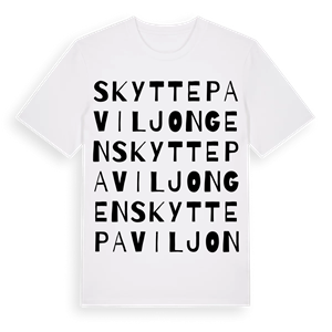 Skyttepaviljongen ordlek t-shirt – ekologisk bomull t-shirt från PinShirt