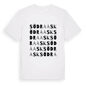 Södra Ask ordlek t-shirt – ekologisk bomull t-shirt från PinShirt