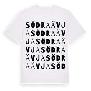 Södra Ävja ordlek t-shirt – ekologisk bomull t-shirt från PinShirt