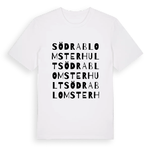 Södra Blomsterhult ordlek t-shirt – ekologisk bomull t-shirt från PinShirt