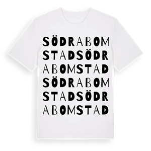 Södra Bomstad ordlek t-shirt – ekologisk bomull t-shirt från Pinshirt