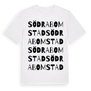 Södra Bomstad ordlek t-shirt – ekologisk bomull t-shirt från Pinshirt