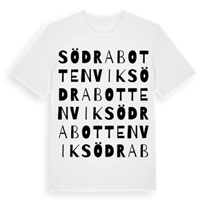 Södra Bottenvik ordlek t-shirt – ekologisk bomull t-shirt från Pinshirt