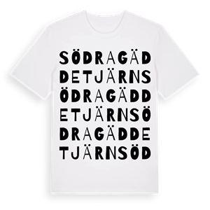 Södra Gäddetjärn ordlek t-shirt – ekologisk bomull t-shirt från PinShirt