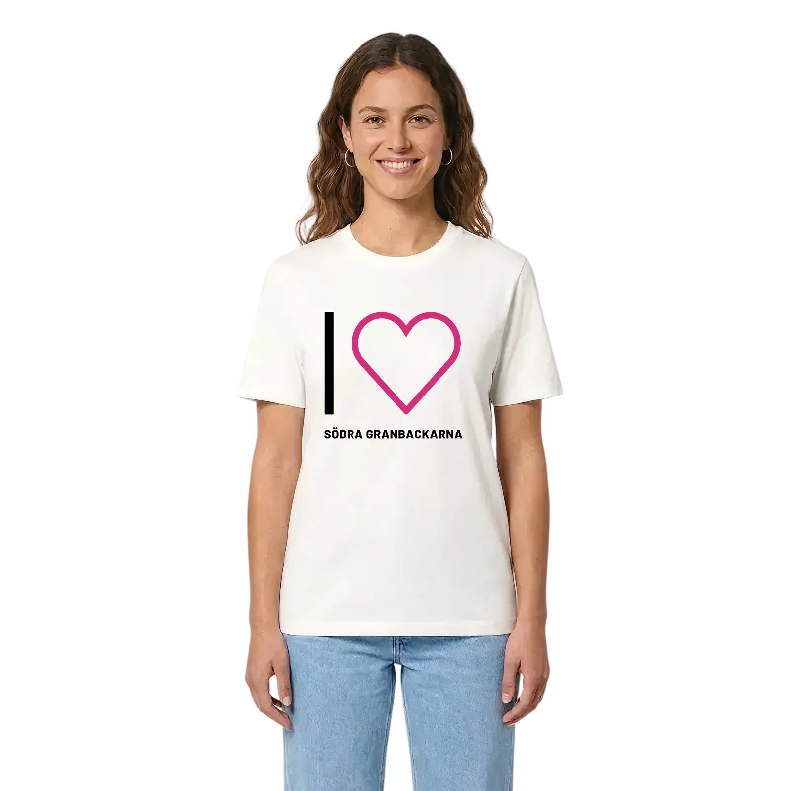 Jag älskar Södra Granbackarna t-shirt stort tryck – White, i miljö