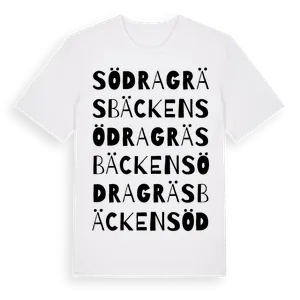 Södra Gräsbäcken ordlek t-shirt – ekologisk bomull t-shirt från Pinshirt