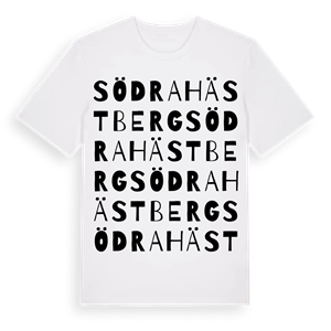 Södra Hästberg ordlek t-shirt – ekologisk bomull t-shirt från PinShirt