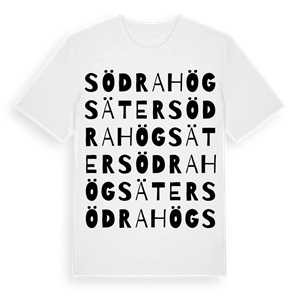 Södra Högsäter ordlek t-shirt – ekologisk bomull t-shirt från PinShirt