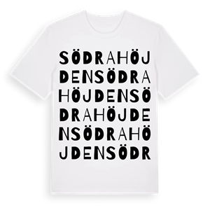 Södra Höjden ordlek t-shirt – ekologisk bomull t-shirt från PinShirt