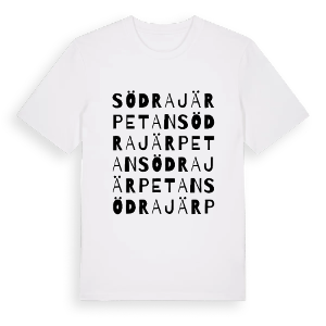 Södra Järpetan ordlek t-shirt – ekologisk bomull t-shirt från PinShirt