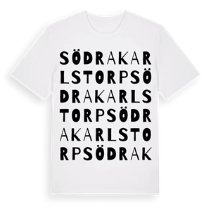 Södra Karlstorp ordlek t-shirt – ekologisk bomull t-shirt från PinShirt