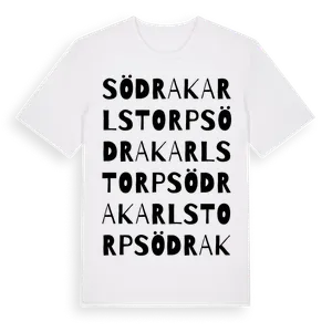 Södra Karlstorp ordlek t-shirt – ekologisk bomull t-shirt från Pinshirt