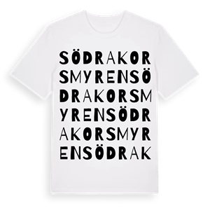 Södra Korsmyren ordlek t-shirt – ekologisk bomull t-shirt från Pinshirt