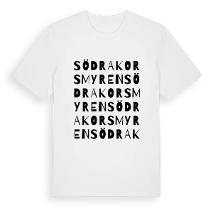 Södra Korsmyren ordlek t-shirt – ekologisk bomull t-shirt från PinShirt