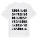 White t-shirt med Södra Korsmyren ordlek t-shirt