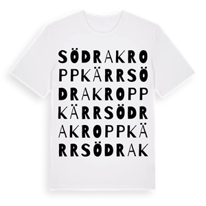 Södra Kroppkärr ordlek t-shirt – ekologisk bomull t-shirt från PinShirt