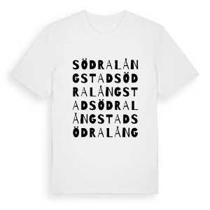 Södra Långstad ordlek t-shirt – ekologisk bomull t-shirt från PinShirt