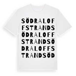 Södra Loffstrand ordlek t-shirt – ekologisk bomull t-shirt från PinShirt