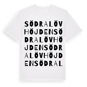 Södra Lövhöjden ordlek t-shirt – ekologisk bomull t-shirt från Pinshirt