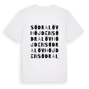 Södra Lövhöjden ordlek t-shirt – ekologisk bomull t-shirt från PinShirt