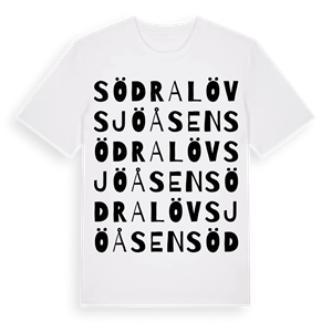 Södra Lövsjöåsen ordlek t-shirt – ekologisk bomull t-shirt från PinShirt