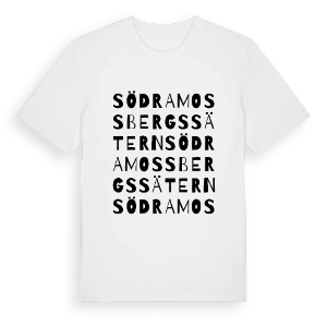 Södra Mossbergssätern ordlek t-shirt – ekologisk bomull t-shirt från PinShirt