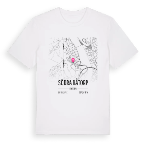 Södra Råtorp karta t-shirt – ekologisk bomull t-shirt från PinShirt