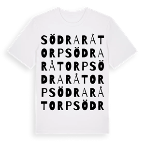 Södra Råtorp ordlek t-shirt – ekologisk bomull t-shirt från PinShirt
