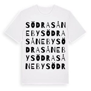 Södra Såneby ordlek t-shirt – ekologisk bomull t-shirt från Pinshirt