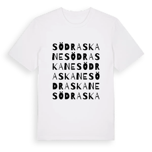 Södra Skane ordlek t-shirt – ekologisk bomull t-shirt från PinShirt