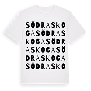 Södra Skoga ordlek t-shirt – ekologisk bomull t-shirt från Pinshirt