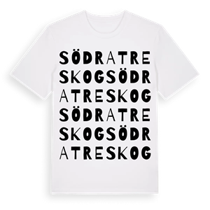 Södra Treskog ordlek t-shirt – ekologisk bomull t-shirt från Pinshirt