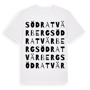 Södra Tvärberg ordlek t-shirt – ekologisk bomull t-shirt från Pinshirt