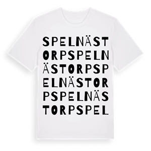Spelnästorp ordlek t-shirt – ekologisk bomull t-shirt från Pinshirt