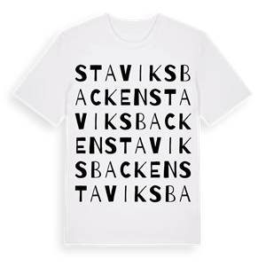 Staviksbacken ordlek t-shirt – ekologisk bomull t-shirt från Pinshirt