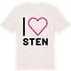 Vintage White t-shirt med Jag älskar Sten t-shirt stort tryck