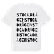 White t-shirt med Stockdrågen ordlek t-shirt